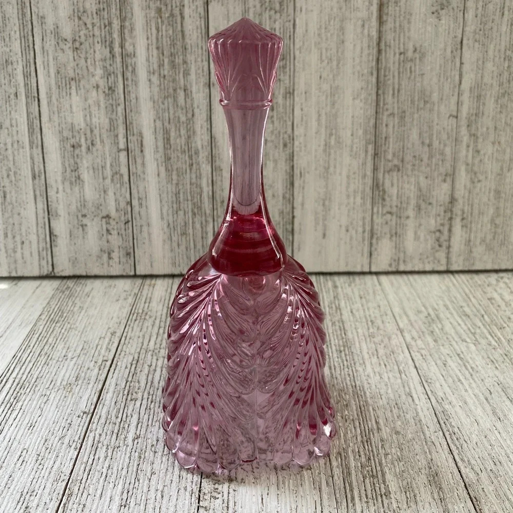 Fenton glass bell, vintage dusty rose pink glass table service bell